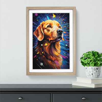 Golden Retriever Futurism - Single Picture Frame Print on Wood