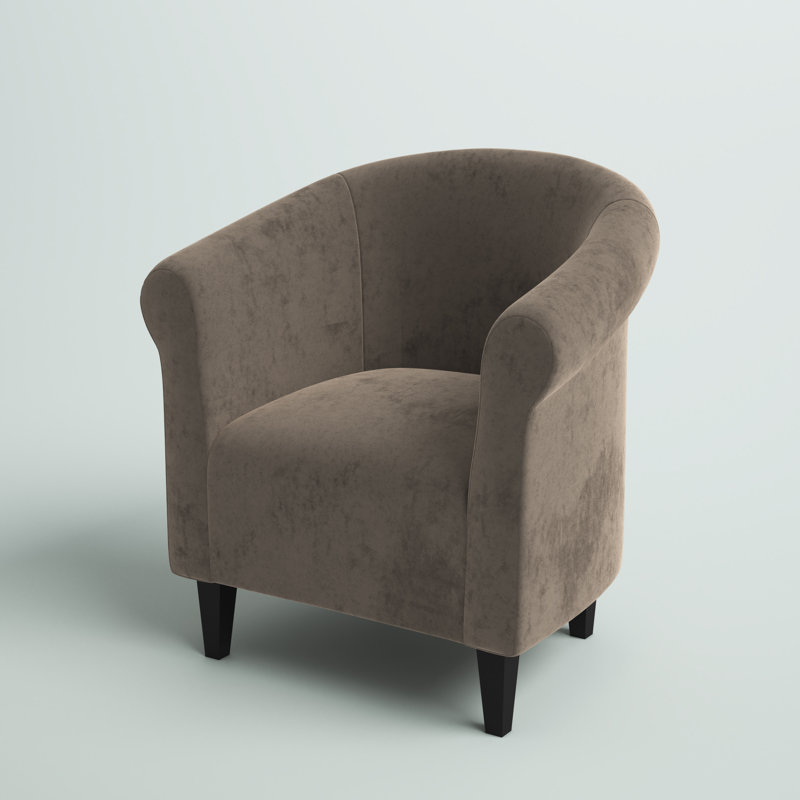 Fauteuil demi-tonneau l 32 po Liam, Microfibre / microsuède café