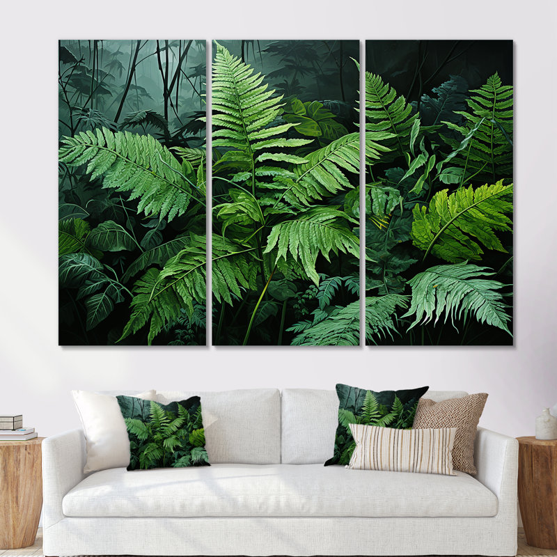 Ensemble de décorations murales Emerald Green Ferns Forest II - Plants, Toile tendue, H 40 po x l 60 po x P 1 po