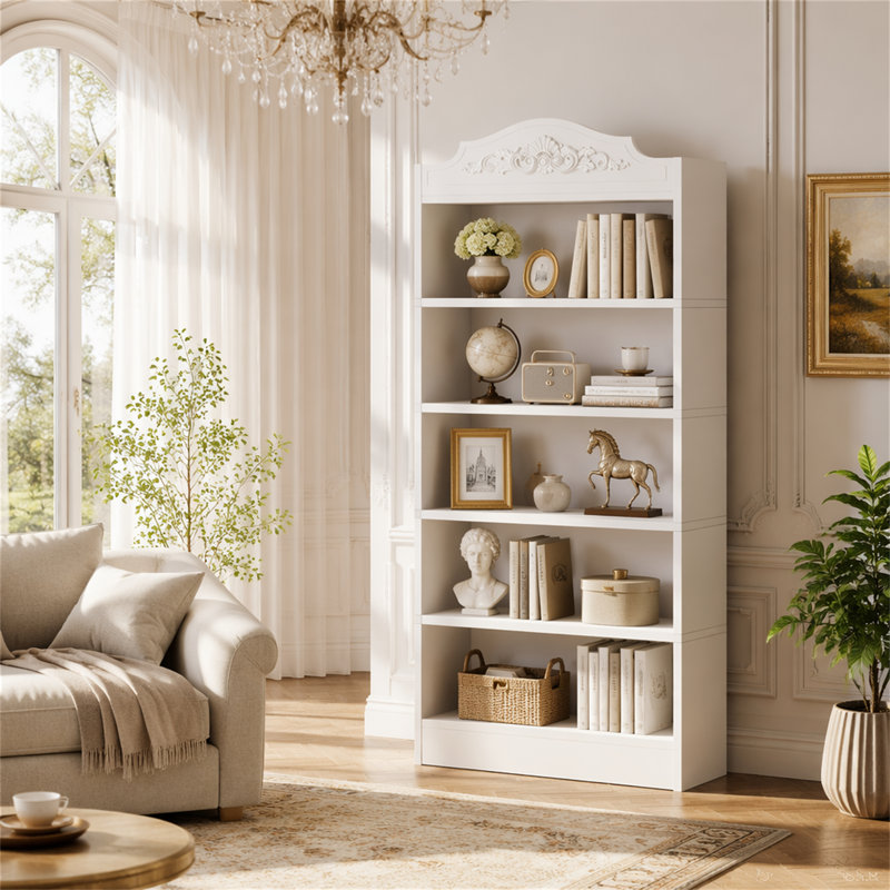 Bibliothèque à 5 niveaux, étagère autoportante avec tablettes de rangement 73 "