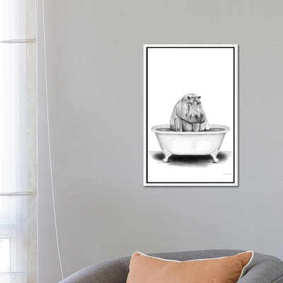Hippo in Tub 1 Piece Wall Art on Canvas