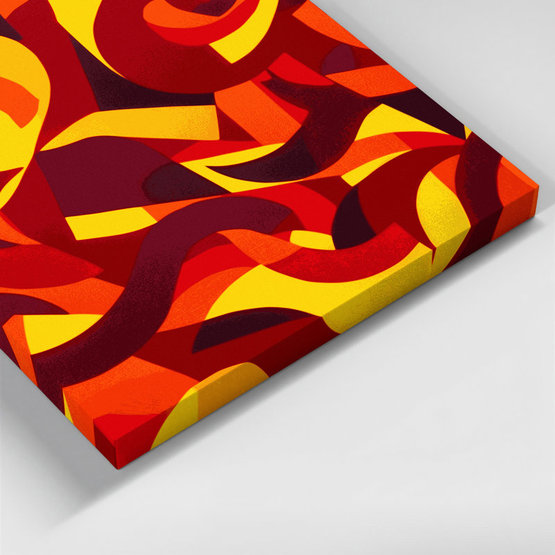 «Abstract Shapes 18», art mural sur toile rouge, H 16 po x l 16 po