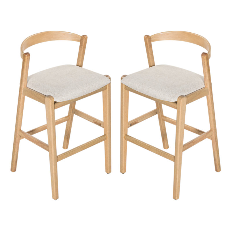 Chaises de salle à manger d'intérieur en bois d'hévéa, ensemble de 2, Naturel