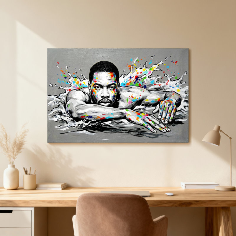 Impression sur toile nageuse colorée, Toile tendue, Ne s’applique pas, H 20 po x l 30 po