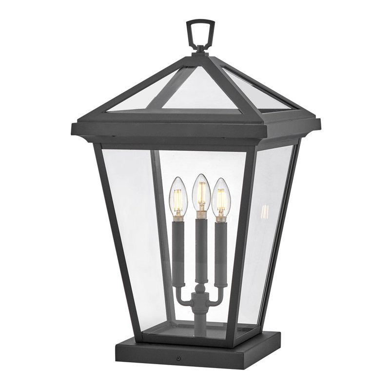 Alford Place 3-Light Outdoor Pier Mount Lantern, Museum Black