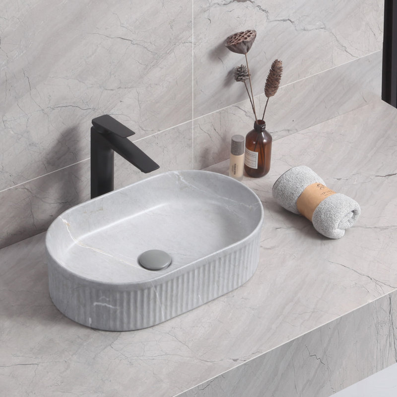 Ivy Bronx Conal 500mm L x 310mm W Ceramic Oval Sink, Grey