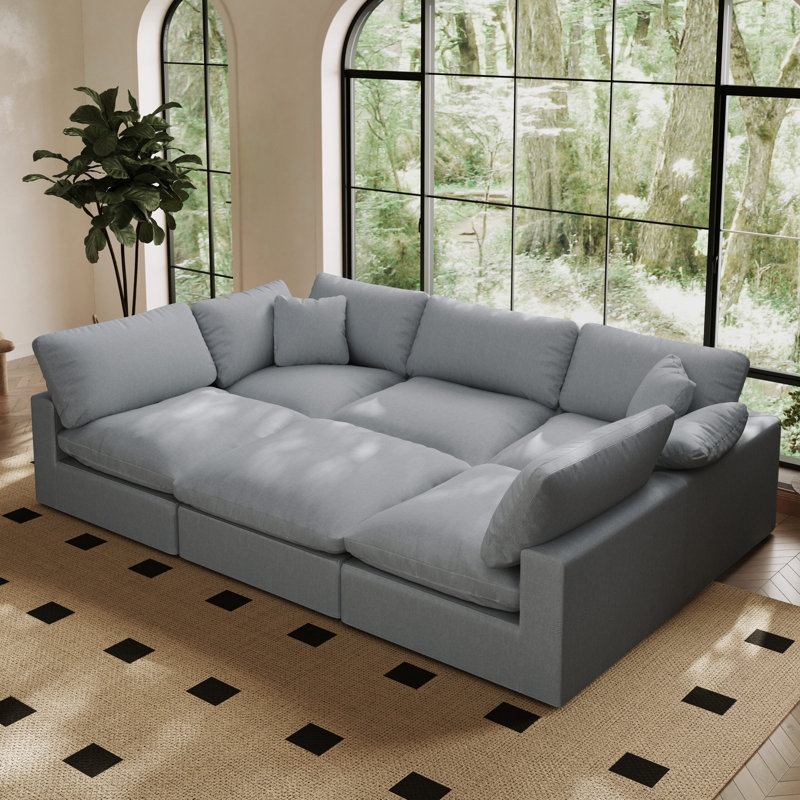 Oversized Cloud Modular Sectional Sofa, Comfy Down Filled Sectional Sofa, Upholstered Deep Seat Couches For Living Room, Detachable & Washable For All Sofa Covers