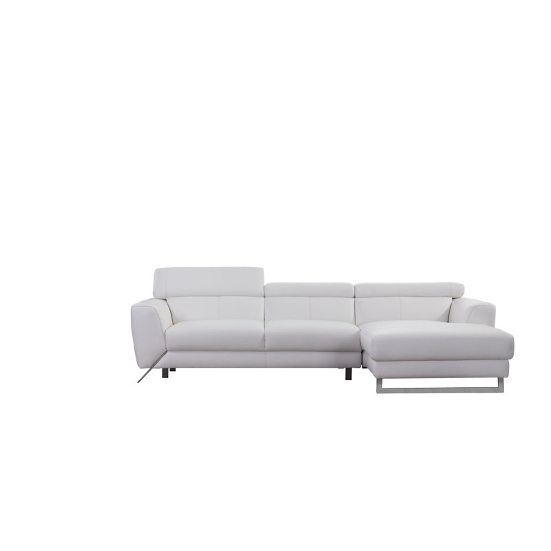 Canapé et méridienne en cuir Theriot, Orienté à droite (vu de face), Cuir assorti blanc