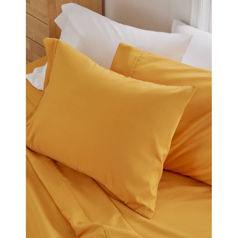  Coolest-Comfort Breathable Sheets Set, King flat sheet+ 1 fitted sheet + 2 pillowcases, Orange