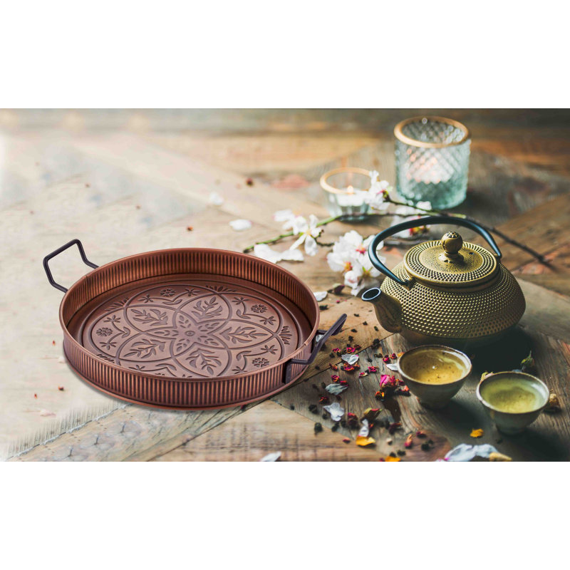 Charol Steel Decorative Tray, 5cm H x 47cm W x 37cm D, Copper