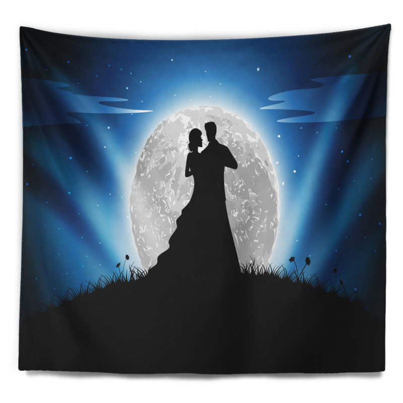 Tapisserie de couple romantique pour la nuit, H 32 po x l 39 po