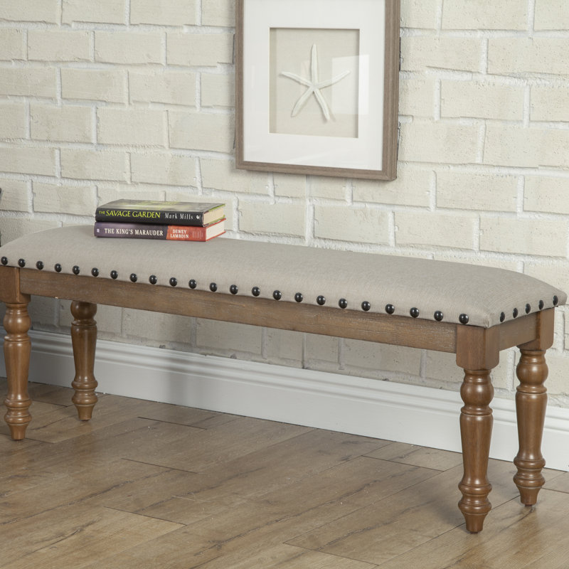 LuXeo Cambridge Upholstered Bench, Oak Gray Wash