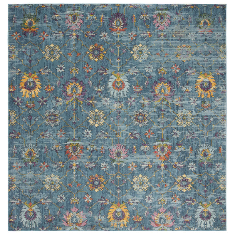 Athiya 100 Performance Floral Rug, Square 6'7"