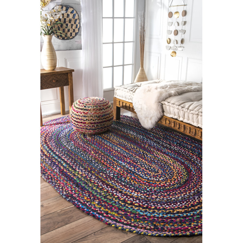 Landyn Cotton Hand Woven Area Rug, Oval 122 x 183cm