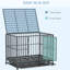 Caisse en métal pour chien avec roues verrouillables, 43 po, porte double, caisse grise amovible à roulettes, plateau