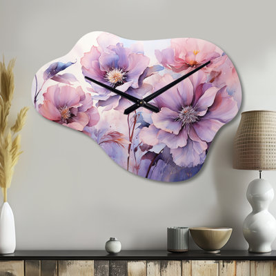 Senn - pétales tranquilles mauves I - Botanicals, horloge murale asymétrique