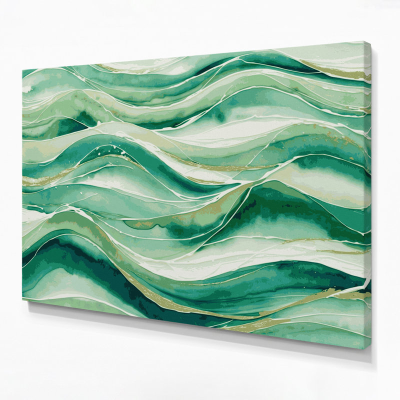 Art nautique vert sur toile vert nautique, H 16 po x l 20 po