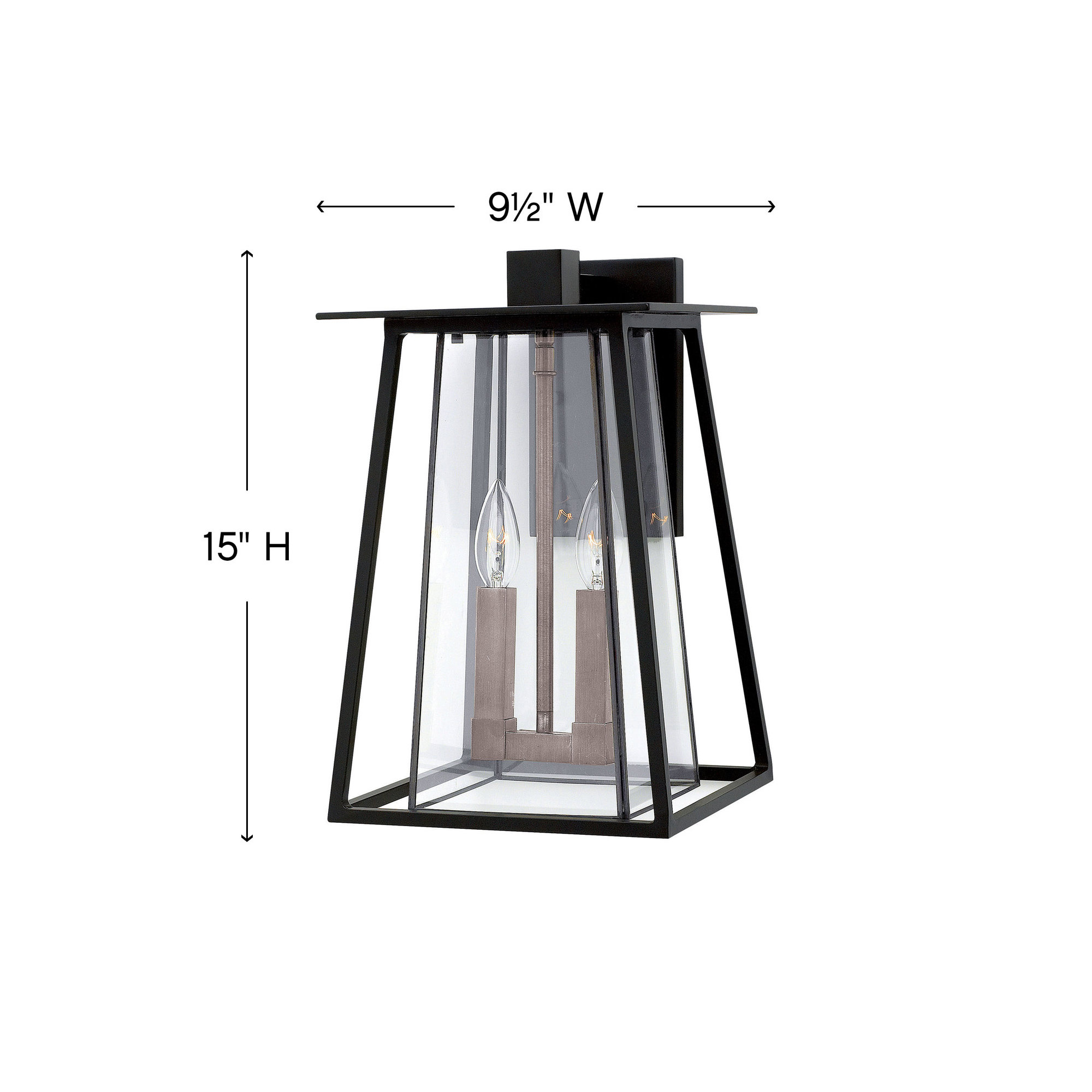 2 Light Bell Outdoor Wall Light, Black/Brown, Incandescent