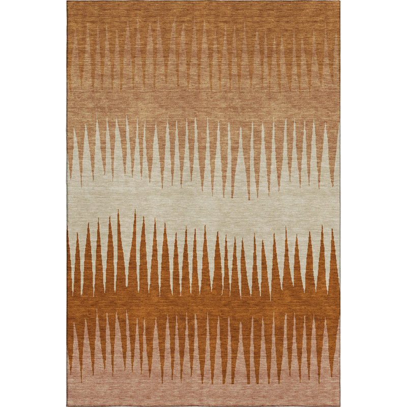 Premium Machine Washable Prisco Copper Rug, Rectangle 9' x 12'
