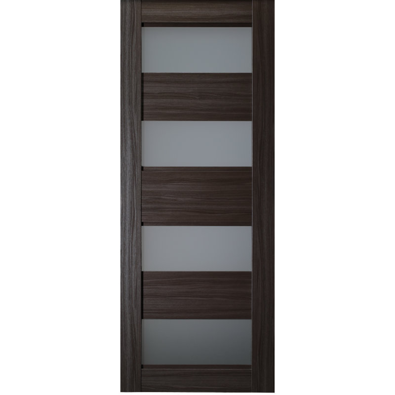 Gray Oak Solid Pine and Frosted Glass Modern Interior Door
