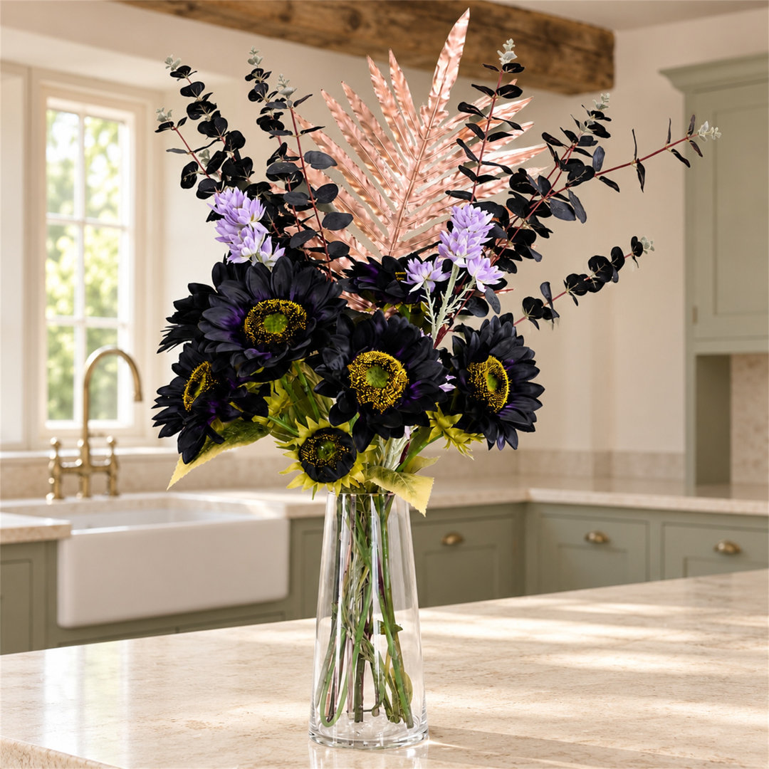 80 cm H Artificial Faux Floral in Glass Vase