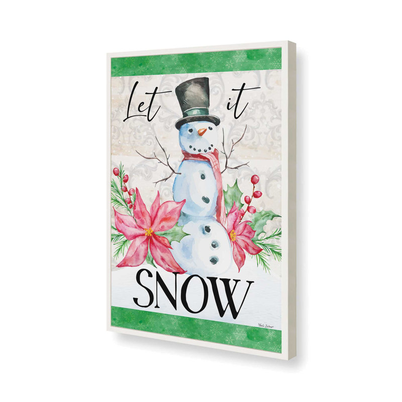 «Let It Snow Snowman» par Nicole DeCamp, reproduction d'art, L 20 x H 30, Impression encadrée, Blanc
