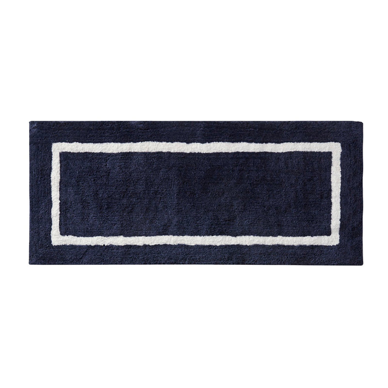 Reversible High Pile Tufted Microfiber Bath Rug, 60" L x 24" W, Navy