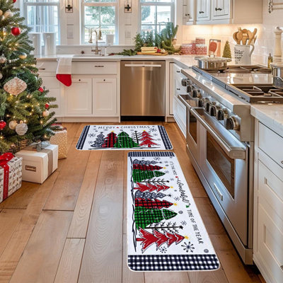  Ensemble de 2 tapis de cuisine de Noël pour tapis de sol antidérapant Merry Christmas Kitchen Decor