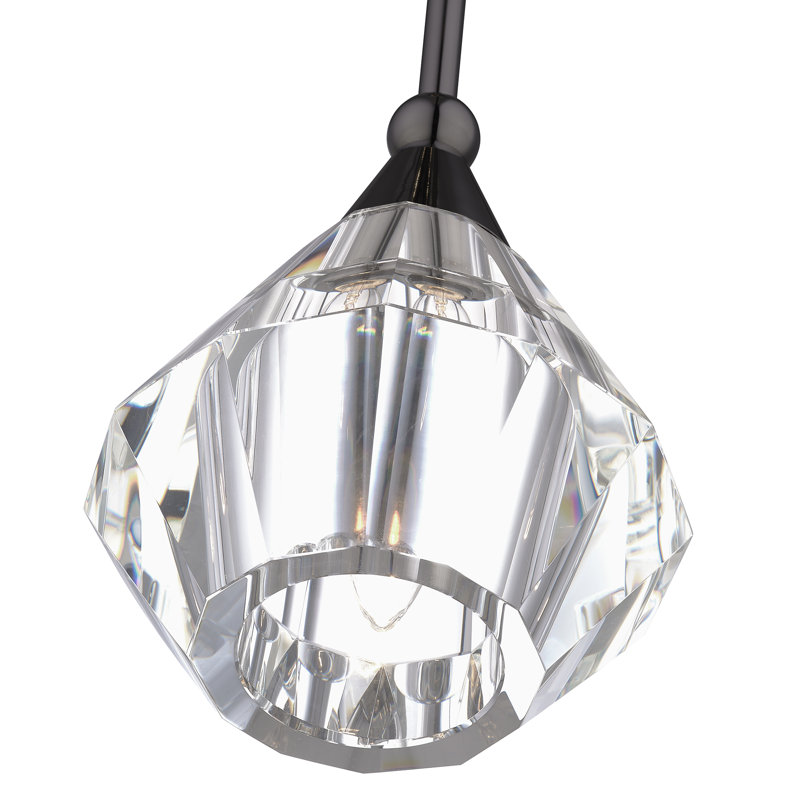 Luminaire suspendu en cristal 1 lumière, Noir chromé