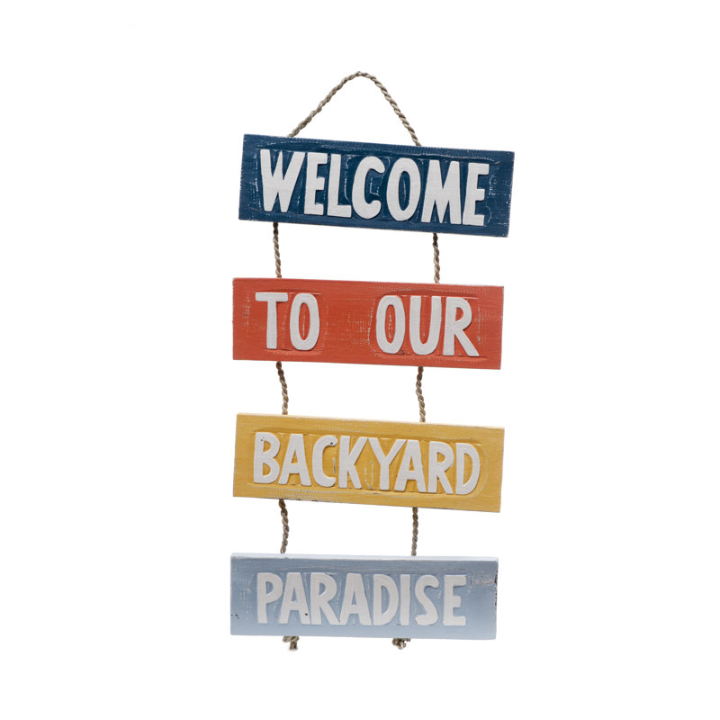 Enseigne en corde «Welcome to our Backyard Paradise» par Irelynn