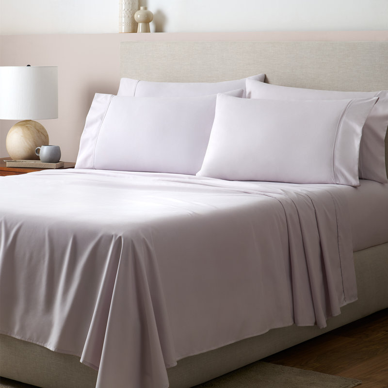 Ensemble de draps anti-froissement en microfibre GAIAM, Teinte orchidée, Ensemble de draps pour très grand lit avec 4 taie