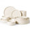 Service de table en porcelaine 18 pièces, assiettes et bols pour 6, crème