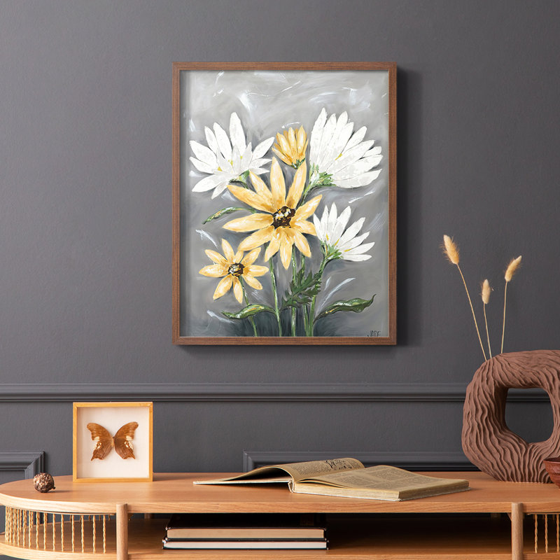 Summer Daisies I, reproduction encadrée - bois massif, Brun, H 20 po x l 16 po