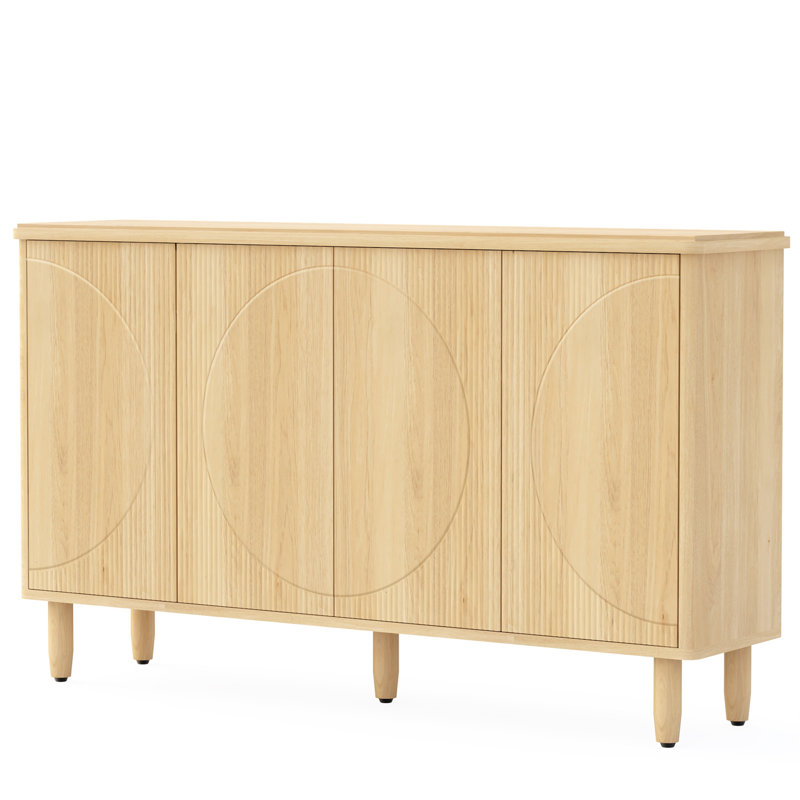 Buffet 59,74 "moderne en noyer avec rangement, Noyer