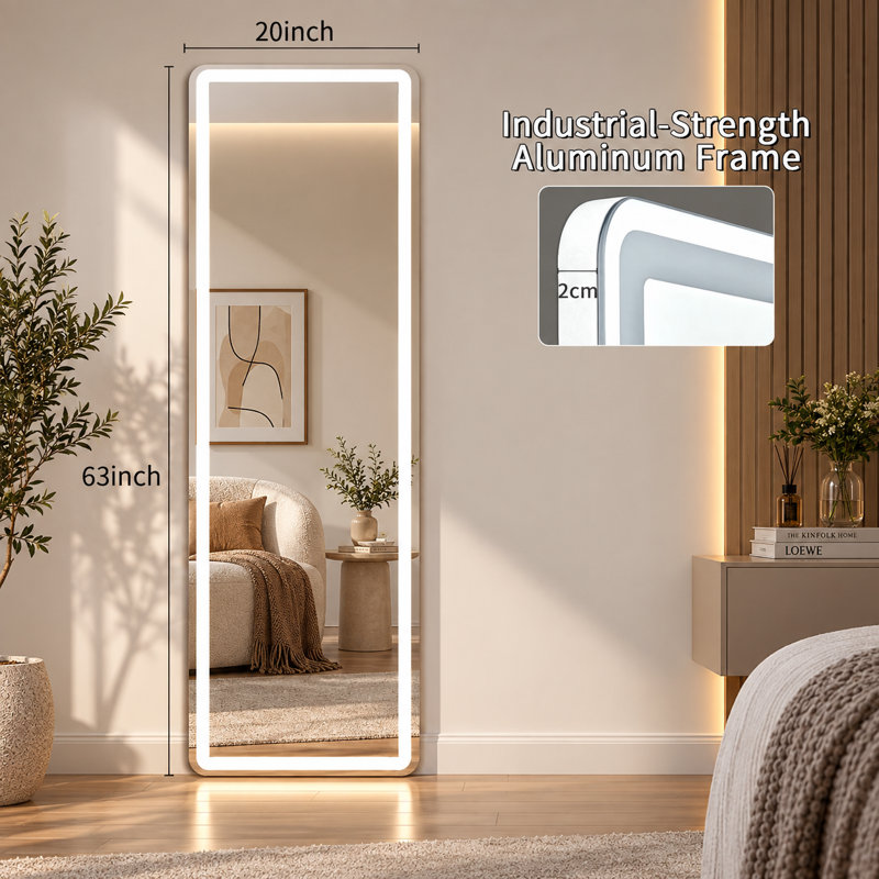 Miroir pleine longueur DEL, 63 po x 20 po