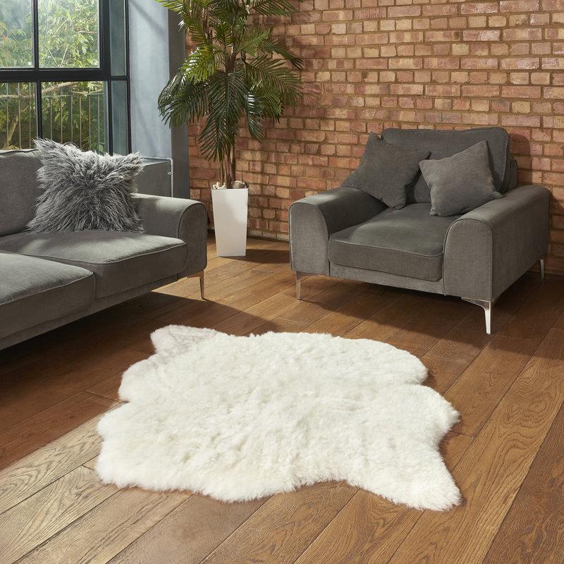 Lia Solid Colour Sheepskin Area Rug, Novelty 120 x 110cm