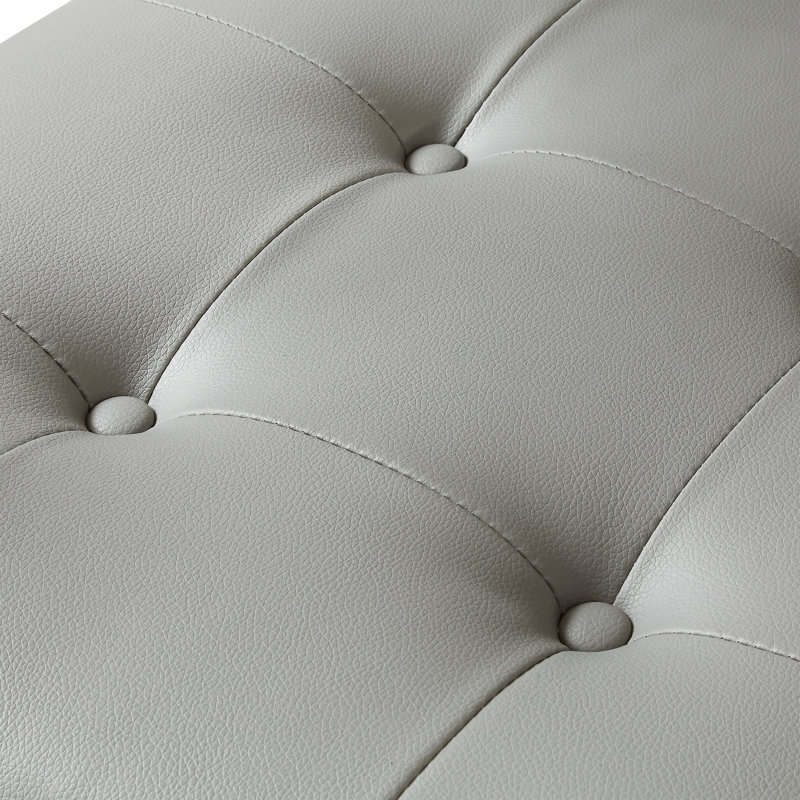 Chaise de salle à manger sans accoudoirs capitonnée en cuir de polyuréthane Vanderbilt avec structure en acier inoxydable