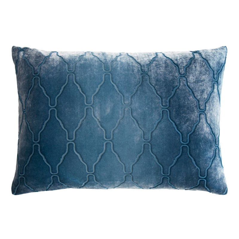 Velvet Lumbar Pillow Cover & Insert, Denim, Rectangle 14"H x 20"W
