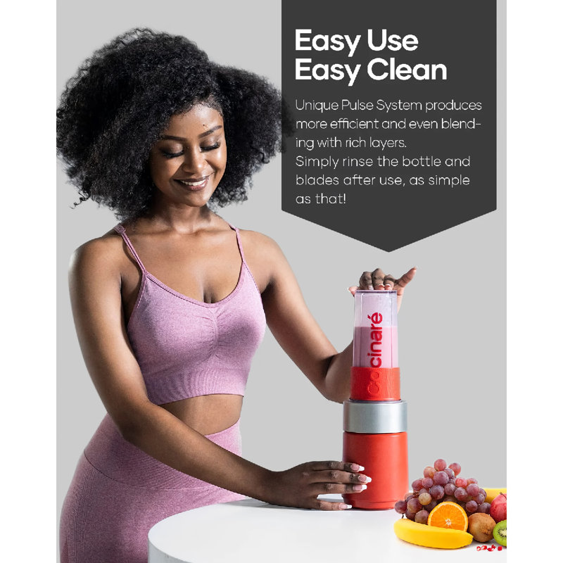 Mélangeur à Smoothie portatif Intexca 1100 W, 16 oz tasse pour Smoothies, Shakes & Ice, Rouge