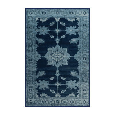 Machine Washable Overdyed Blue Area Rug
