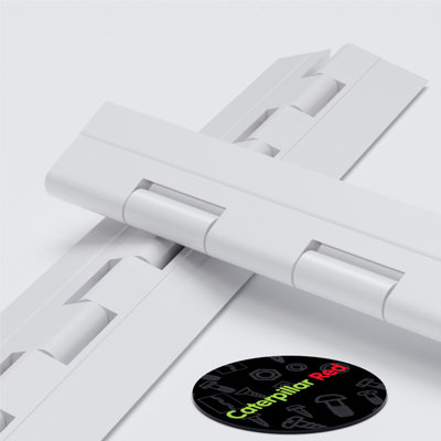 3x White Acrylic Piano Hinges 300 mm, Continuous Plastic Hinges