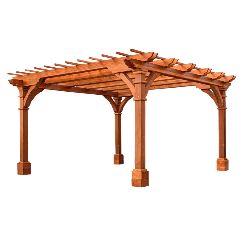 Solid Redwood Pergola, 18 ft. W x 18 ft. D