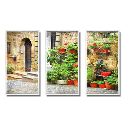 " Charming Old Streets In Mediterranean Village " 3 - Pieces