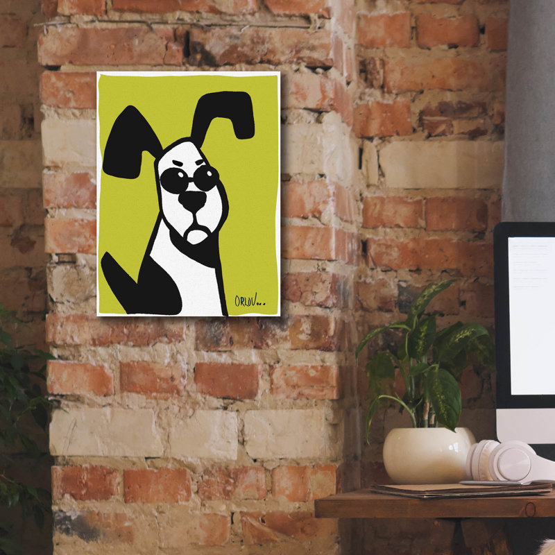 «George on Dog» par Irena Orlov, George George, art mural sur toile, H 16 po x l 12 po x P 0,75 po