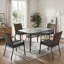Table de patio/intérieur avec trou pour parasol de 4,3 cm (1,69 po), table de salle à manger rectangulaire en verre trempé de 76 x 140 cm (30 x 55 po) pour 6 personnes, mobilier de jardin en métal, résistant aux intempéries, pour patio, jardin, cour arrière, bord de piscine (gris)-1579773401