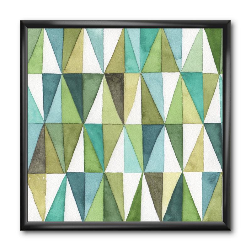 Cadre photo « geometric green triangle iii », reproduction d’art sur toile, H 16 po x l 16 po x P 1 po, Cadre noir