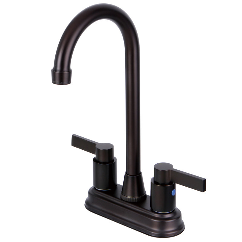 Kingston Brass NuvoFusion Two-Handle 2-Hole Deck Mount Bar Faucet, Oil Rubbed Bronze