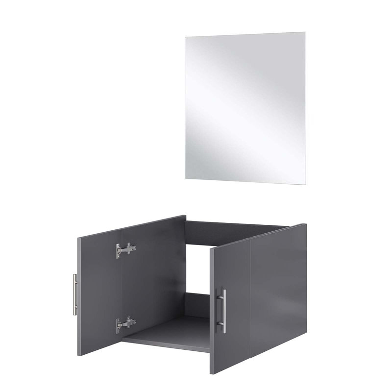 Charmant meuble-lavabo avec miroir intégré et rangement spacieux, Gris foncé