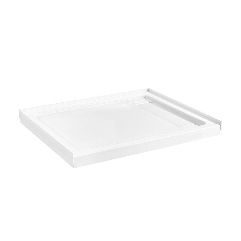 OVE Decors 40" x 36" Rectangle Shower Base Pan, White Acrylic, Hidden Side Drain, Reversible Design