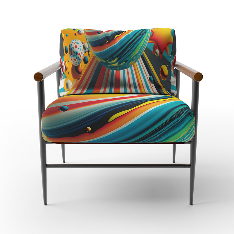 Fauteuil d'appoint à motif géométrique abstrait rembourré Croker, Noir, noir, noir, noir